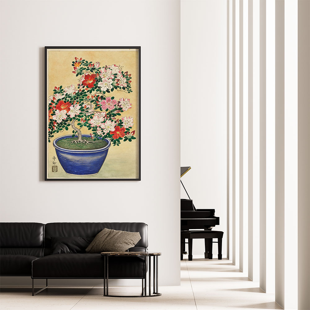 Poster Ohara Koson - Blooming Azalea in Blue Pot 40x60 cm