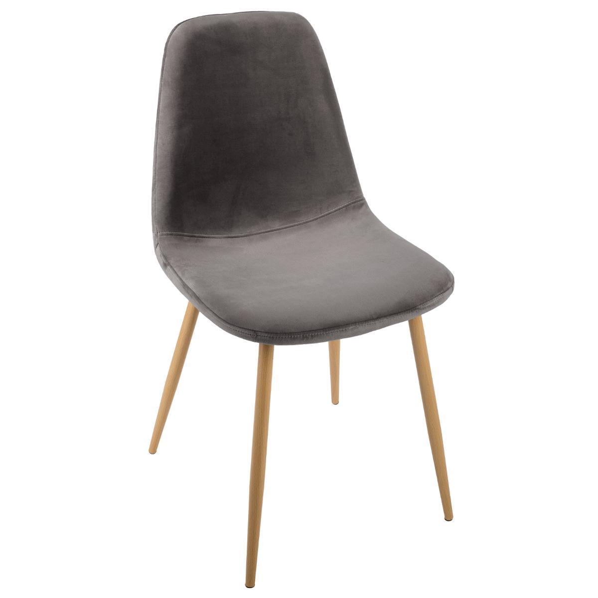 CHAISE VELOURS IMITATION HETRE ROKA GRIS