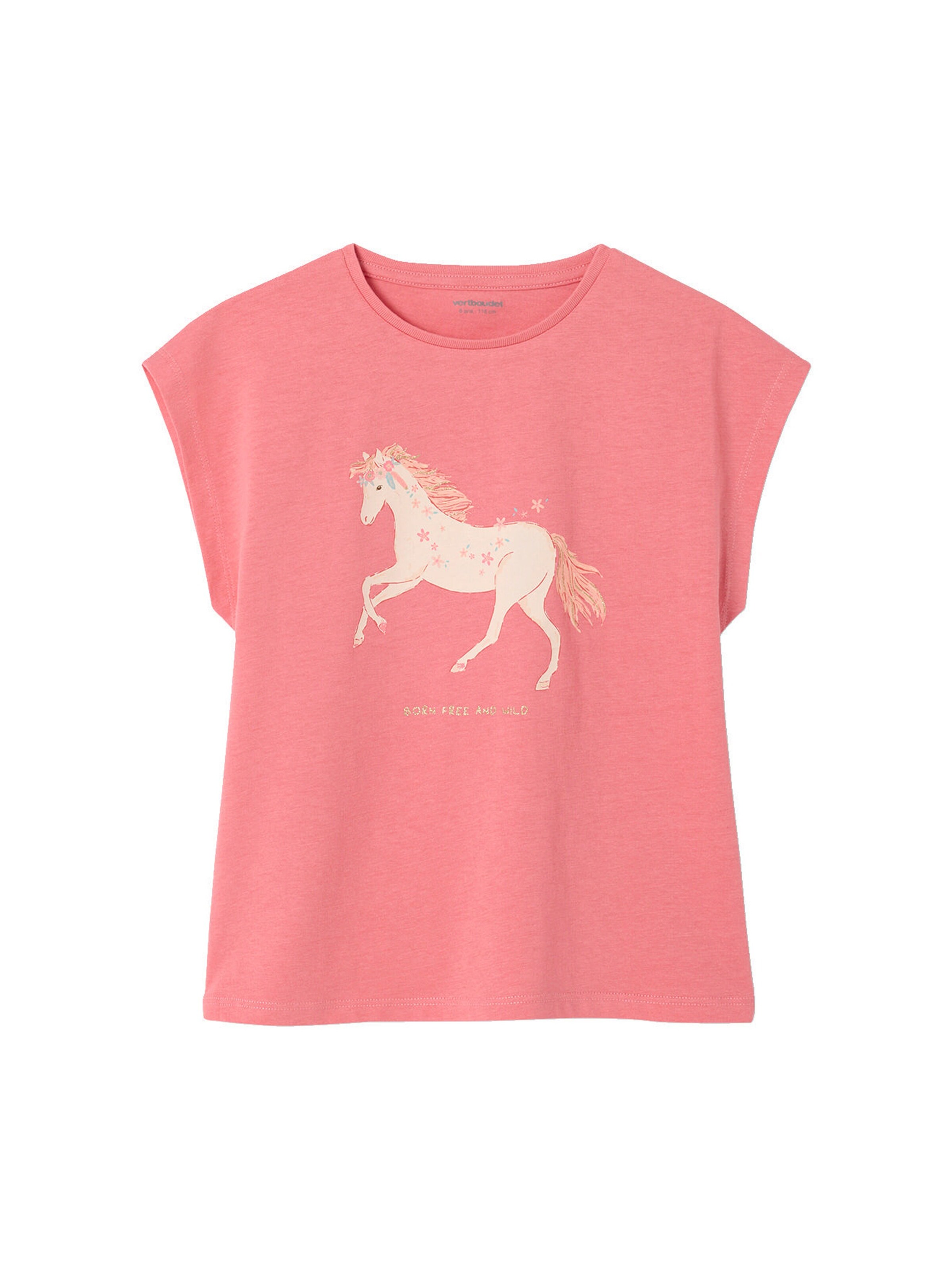 Vertbaudet Mädchen T-Shirt mit Tierprint erdbeer