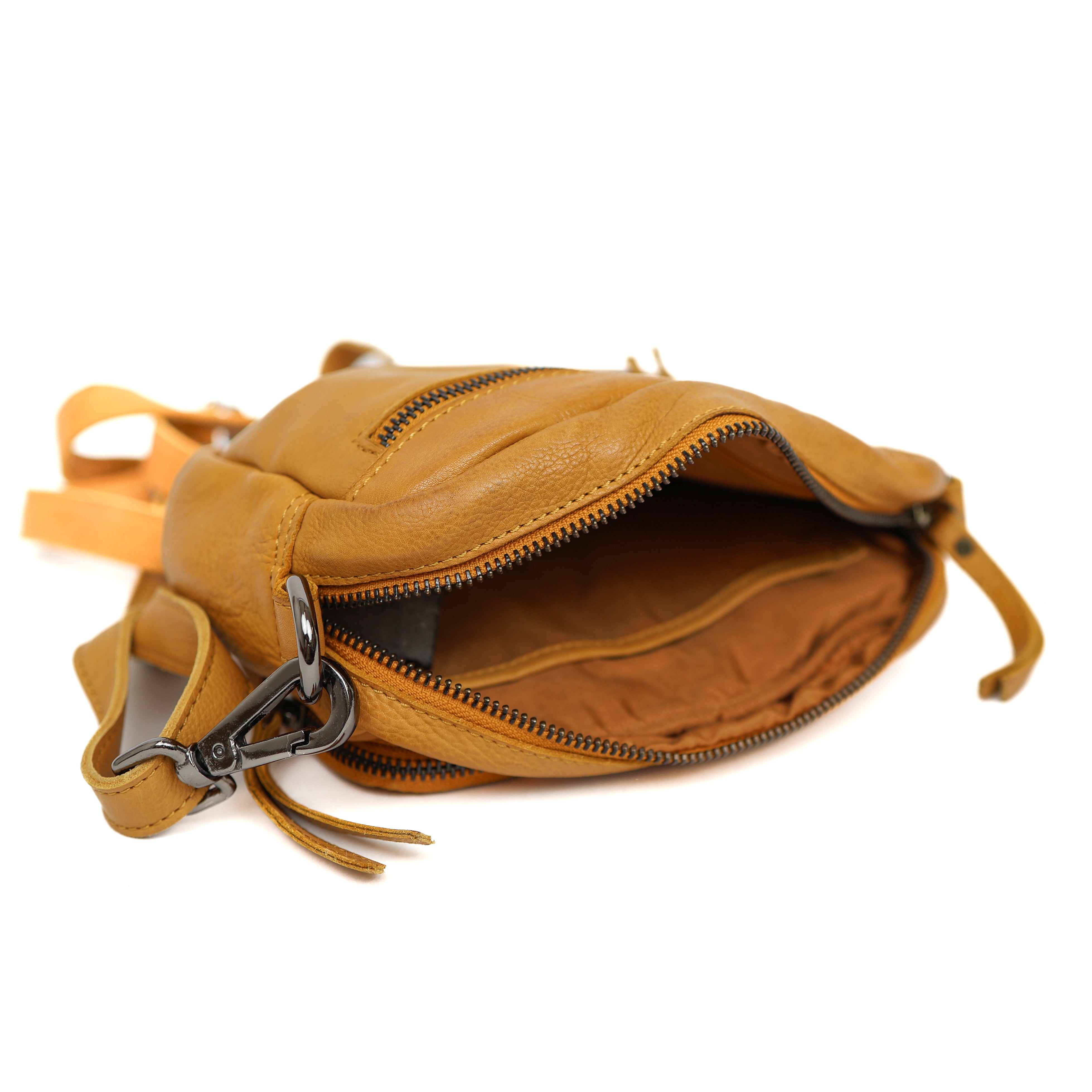 Klein schoudertasje met voorvakjes 'Amber' geel Yellow