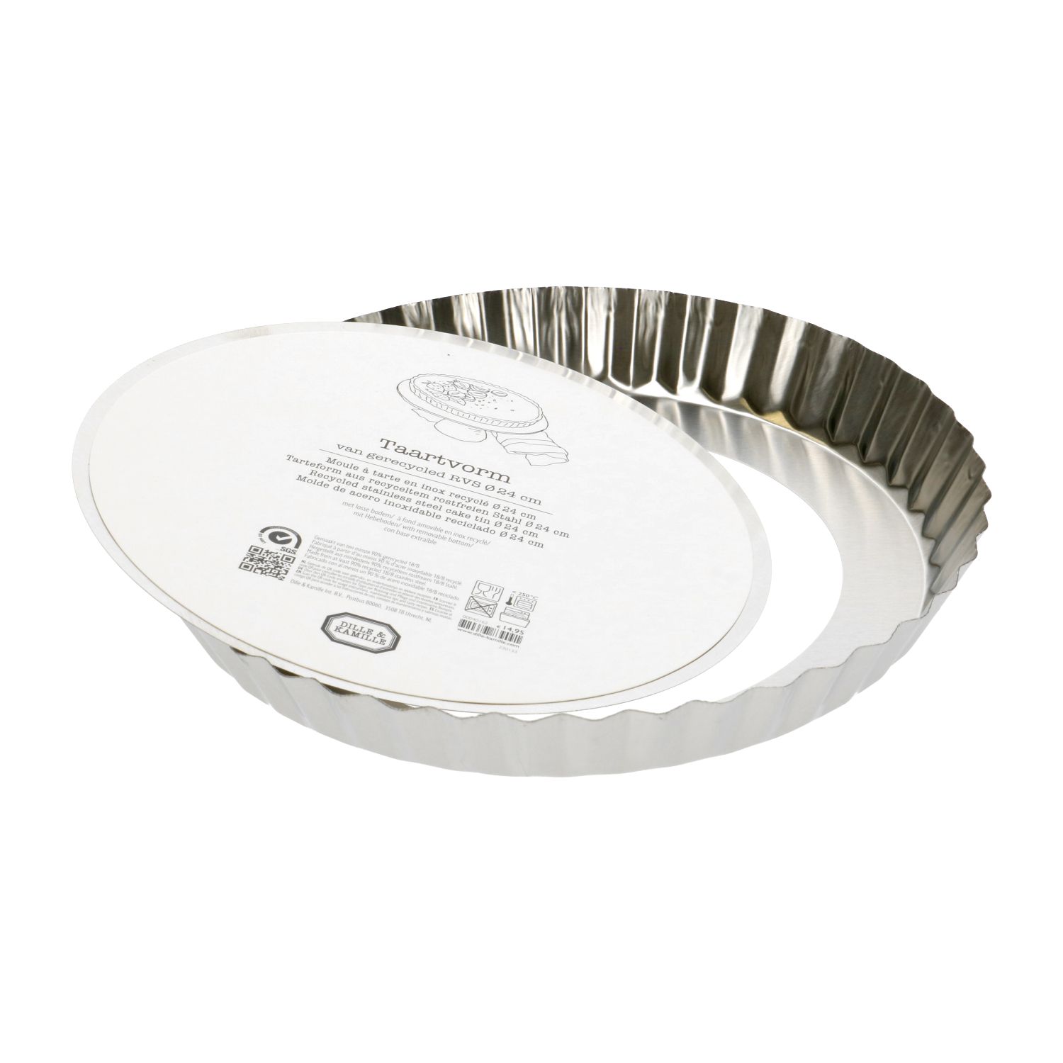 Taartvorm, gerecycled rvs, PFAS-vrij, losse bodem, Ø 24 cm