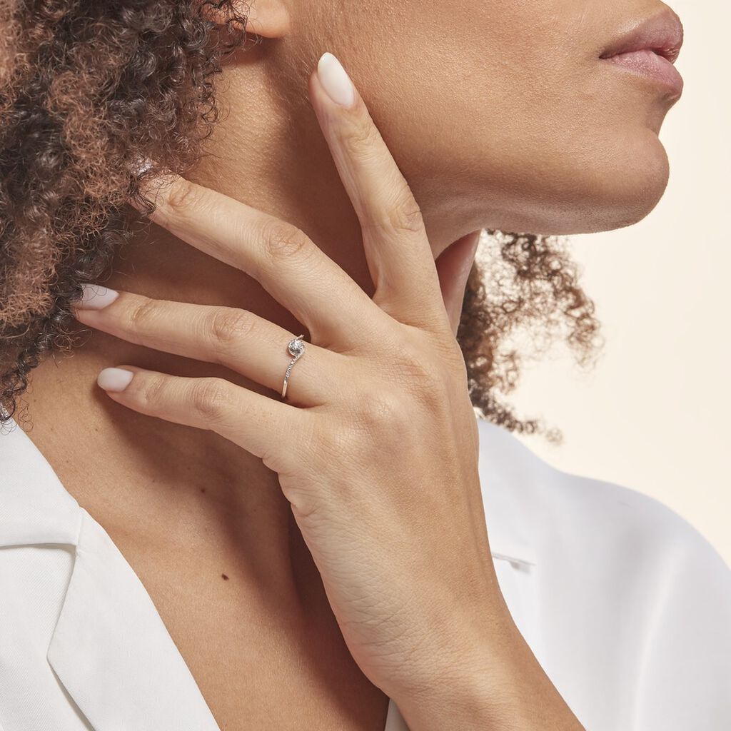 Bague Vrille Accompagnee Or Blanc Diamant