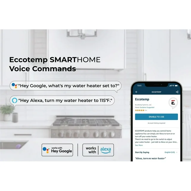 Aquecedor de água elétrico compacto Eccotemp SmartHome de 4 galões com comandos de voz.