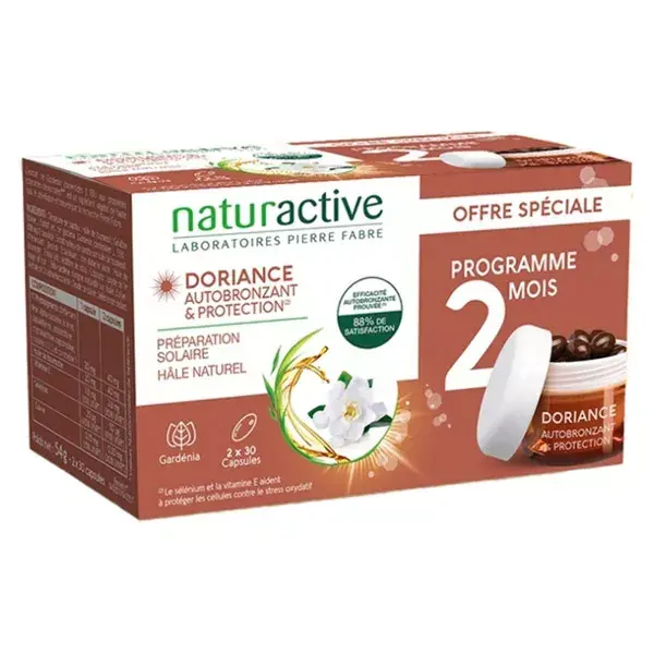 Naturaactive Doriance Autobronzeador e Protetor, Pacote com 2 x 30 cápsulas