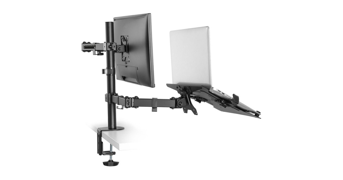 ACT ConnectivityMonitorarm met laptophouder, 1 scherm bevestiging  (Zwart)