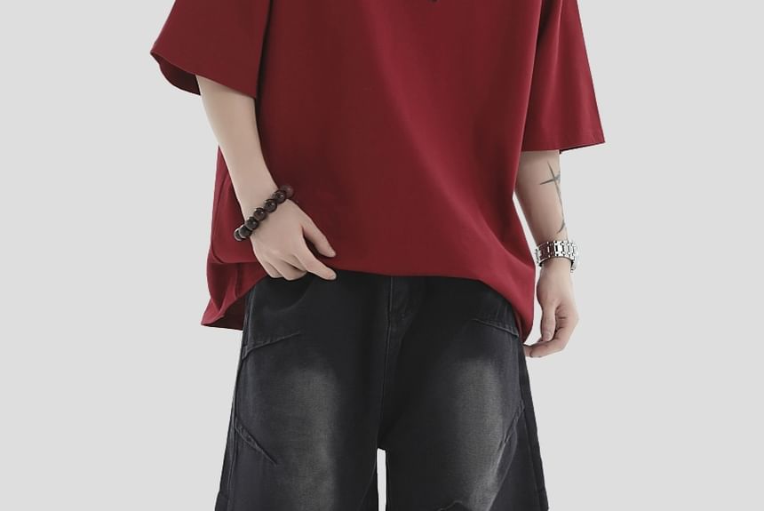 Banash - Mid Rise Washed Denim Shorts