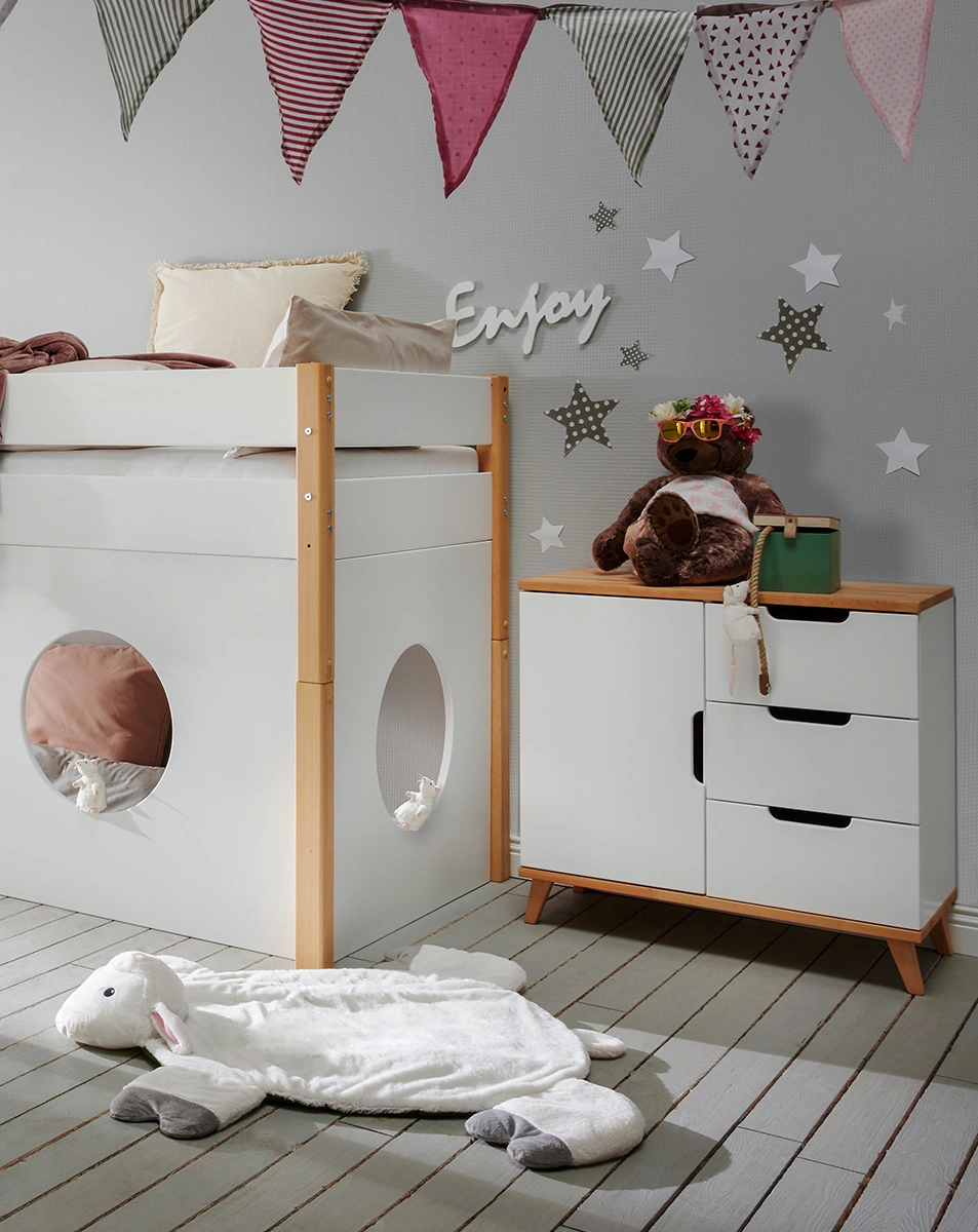 Kommode INFANSCOLOR II (Farbe: weiß/Buche)