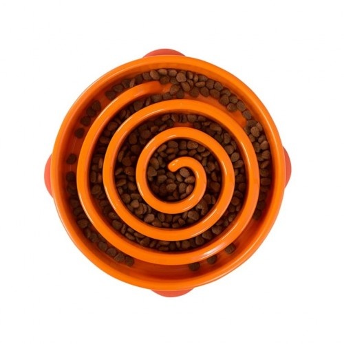 Comedouro lento Slo Bowl para cães, laranja