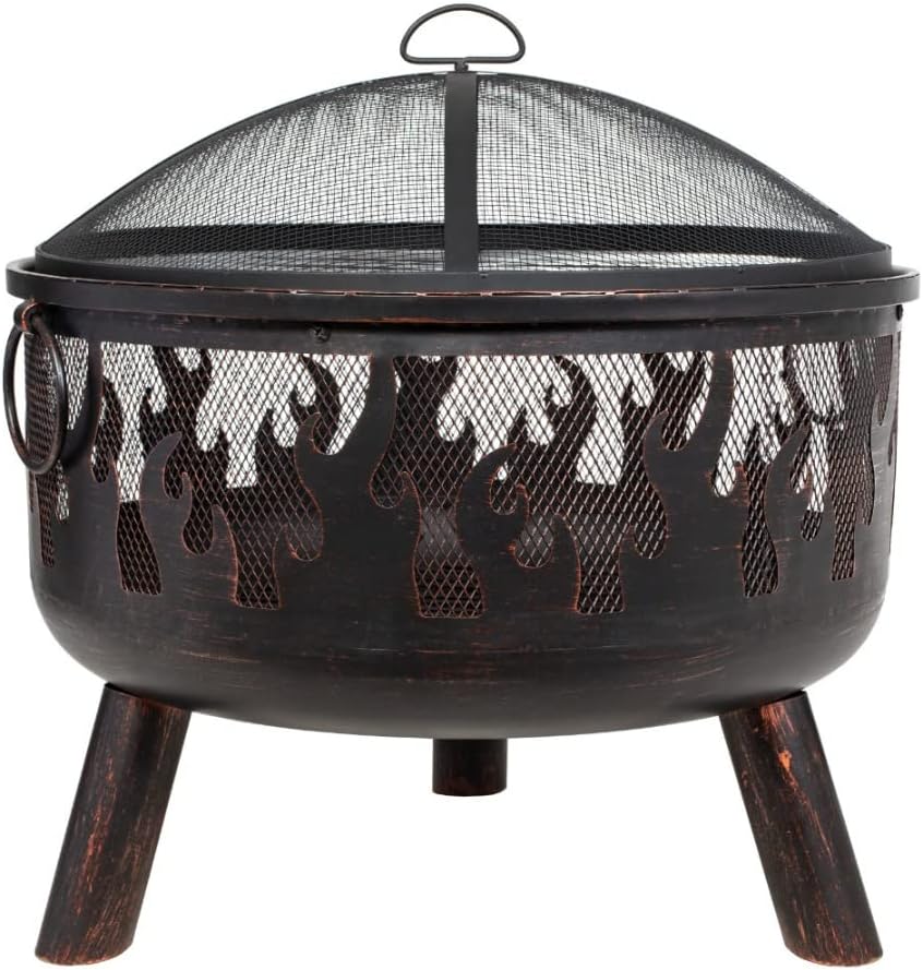 La Hacienda Wildfire Ø 61 cm - Feuerschalen für den Garten - Feuerstelle Outdoor & Feuertonne - Feuerschale mit Grillrost aus hochwertigem Stahl - Feuerkorb für den Garten - 61x61x61 cm