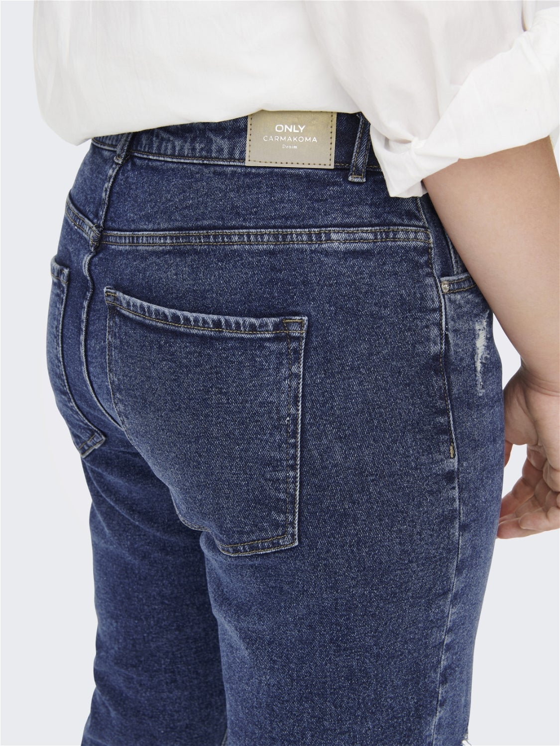 CARENEDA Hohe Taille Gerade geschnitten Jeans Light Medium Blue Denim