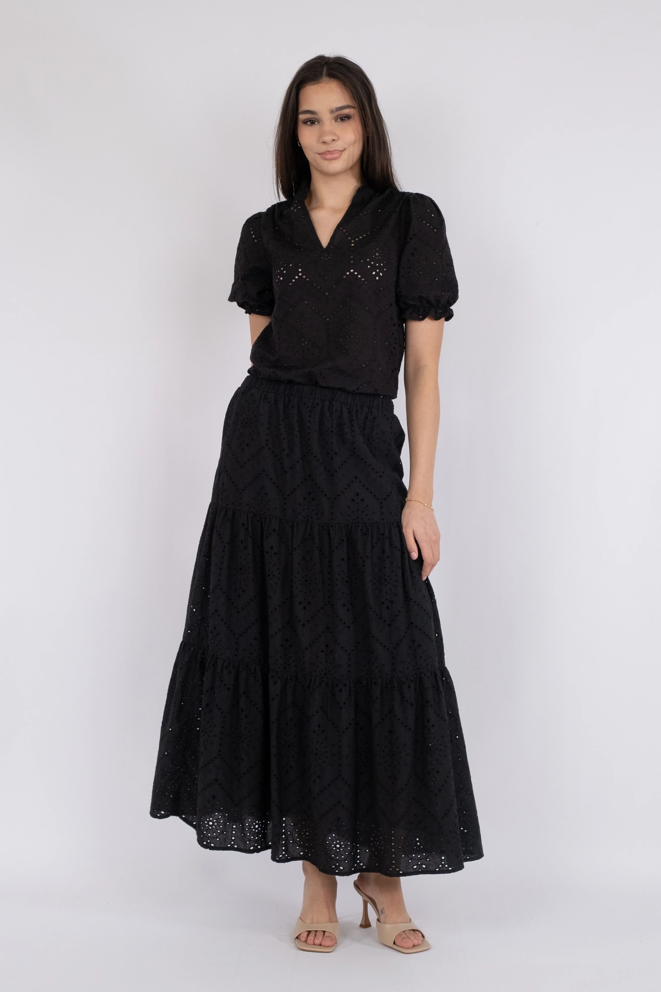 Neo Noir  Rana Embroidery nederdel - Sort