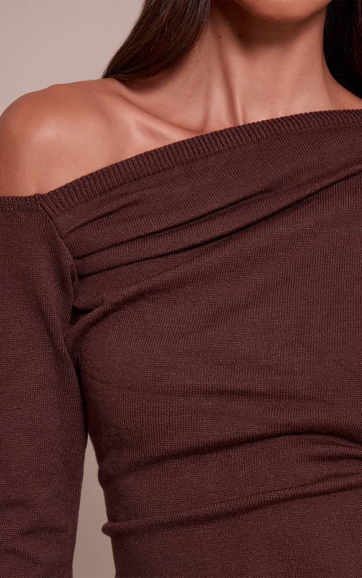 Taupe Haut Tricoté Asymétrique