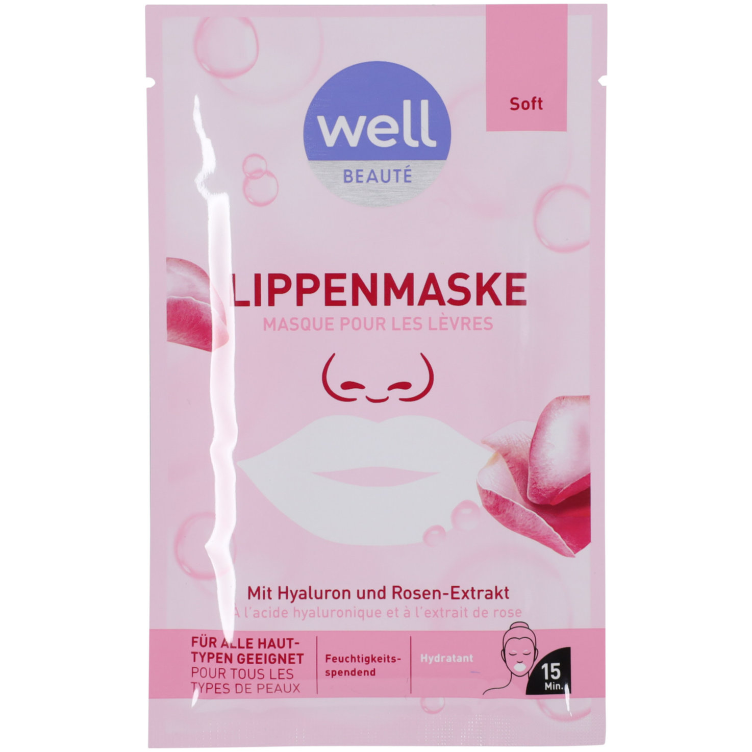 well Lippenmaske mit Hyaluron und Rosen - Extrakt