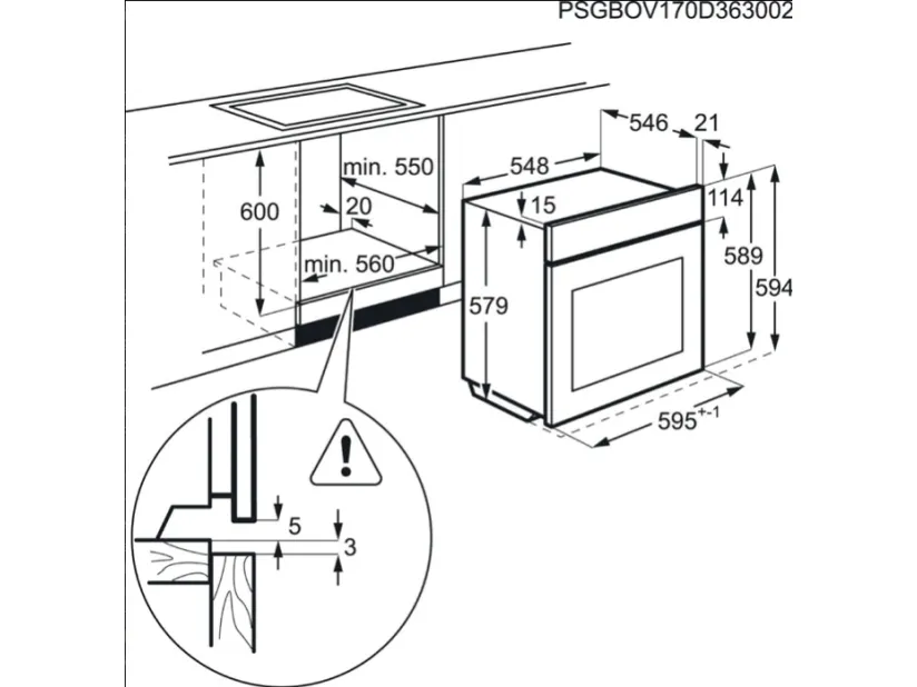 AEG 7000 SenseCook BPE642120M - Ovn - til indbygning - niche - bredde: 56 cm - dybde: 55 cm - højde: 59 cm - med selv-rengøring - Klasse A  - rustfrit stål