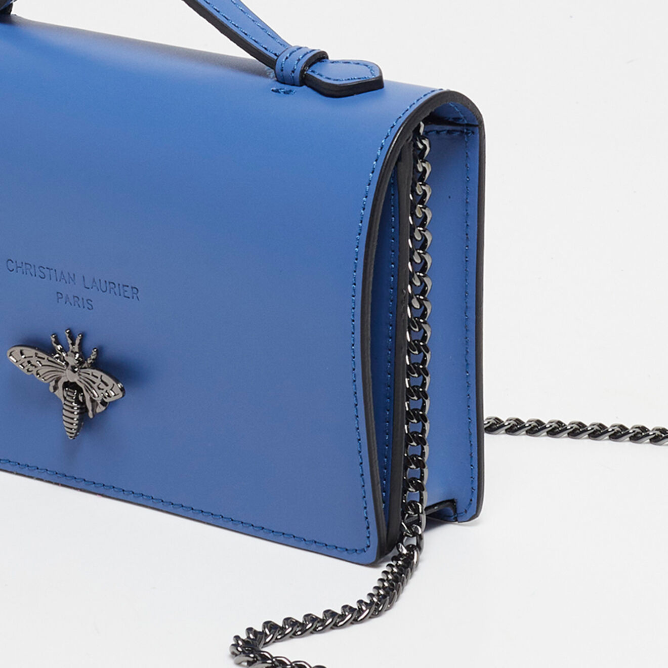 Christian Laurier Sac bandoulière en Cuir Stacy bleu - 22x12x4 cm