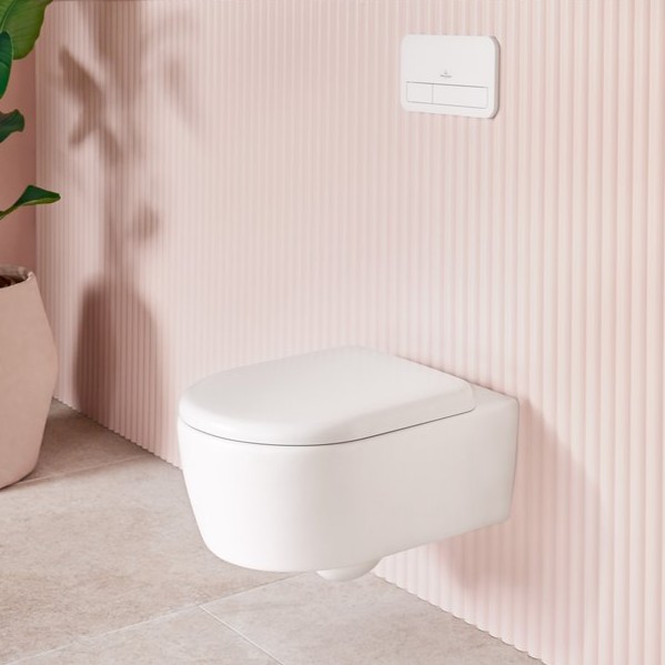 Villeroy & Boch Skyla randloos hangend toilet CeramicPlus met TwistFlush en softclose zitting wit mat