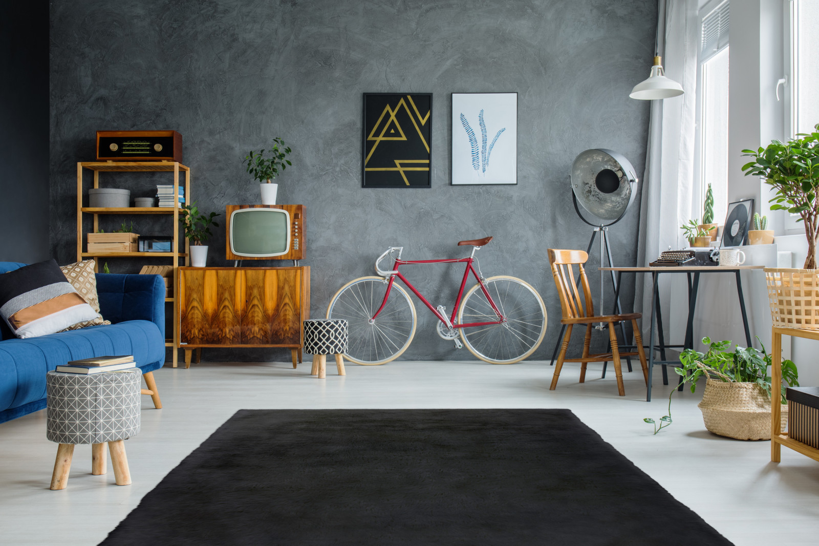 Kunstfell-Teppich - Kaninchenfell-Haptik - anthrazit - 160x230 cm
