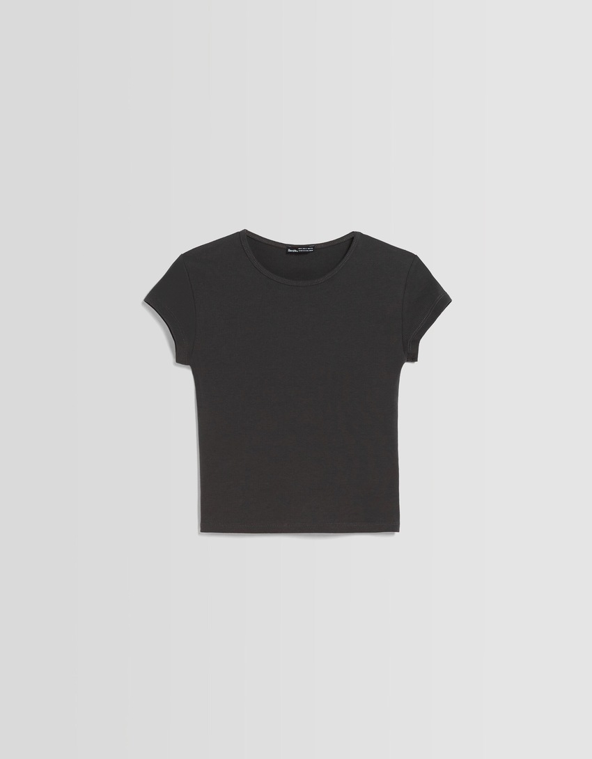 Camiseta canelada de manga curta