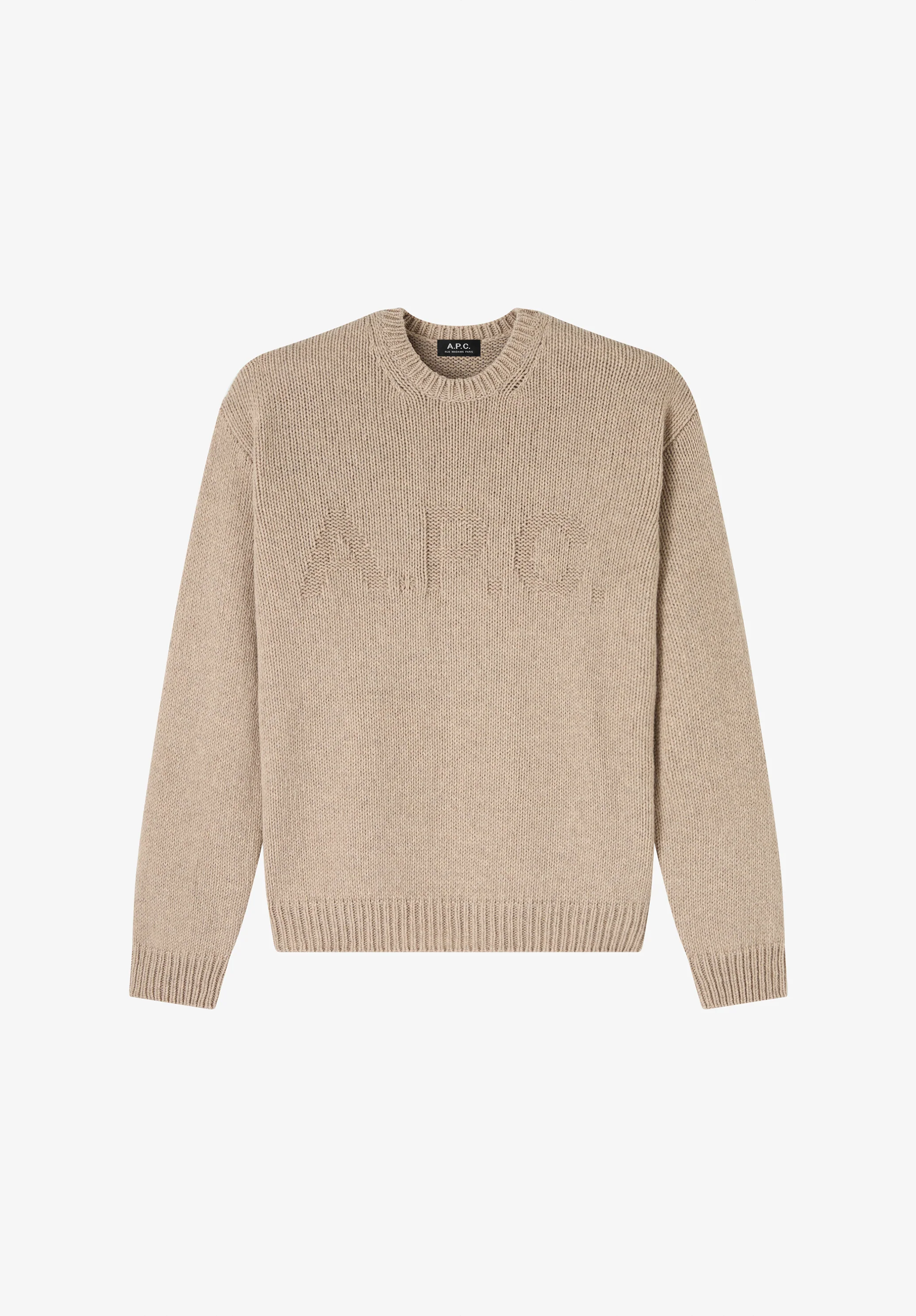 Pull taupe à logo A.P.C. en ton sur ton - Taupe