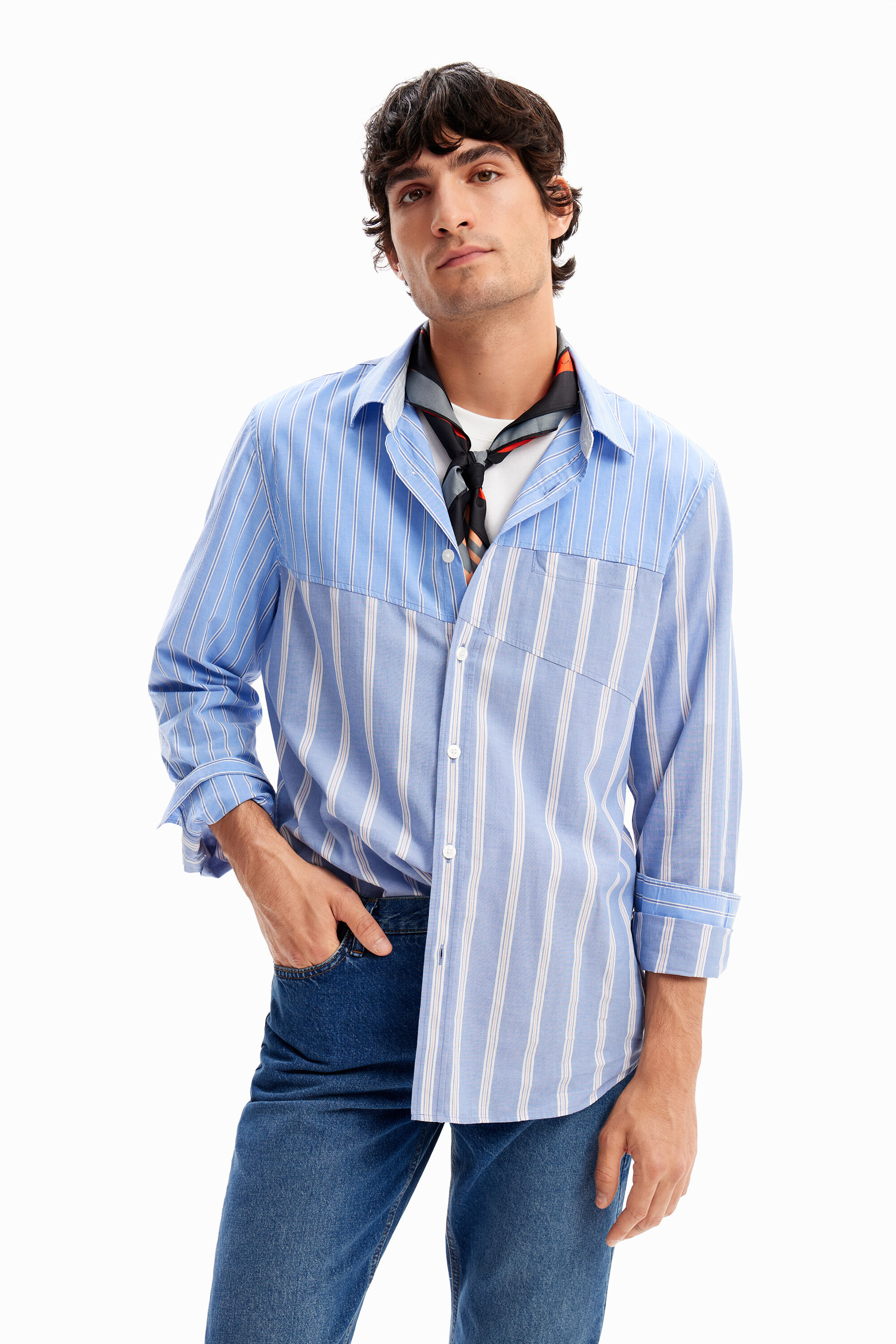 camisa listrada patchwork
