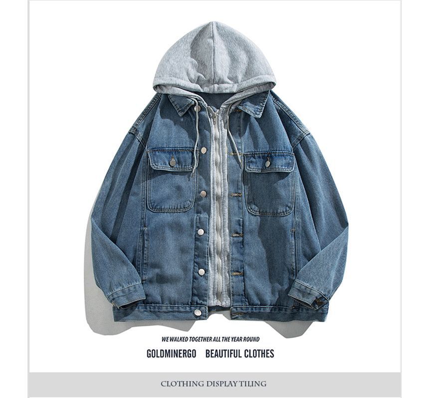 Yelmenor - Tweedelig gewassen denimjack met capuchon