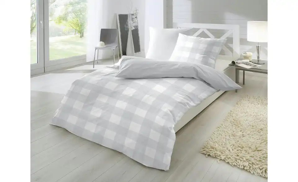 Perkal Bettwäsche-Set 200 cm 135 cm silberfarben 135x200 cm