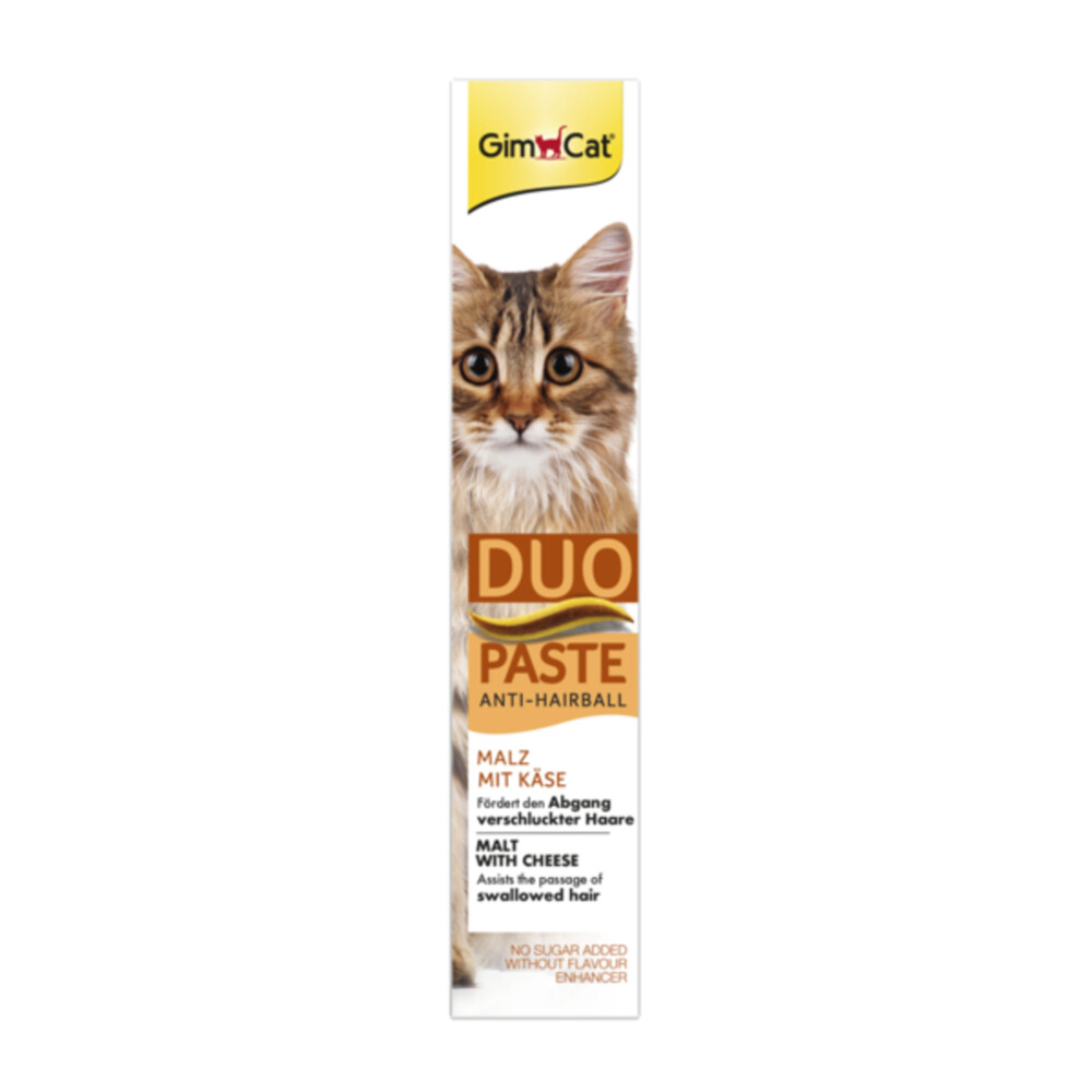 8x GimCat Anti-Hairball Duo-Paste Kaas & Mout50 gr
