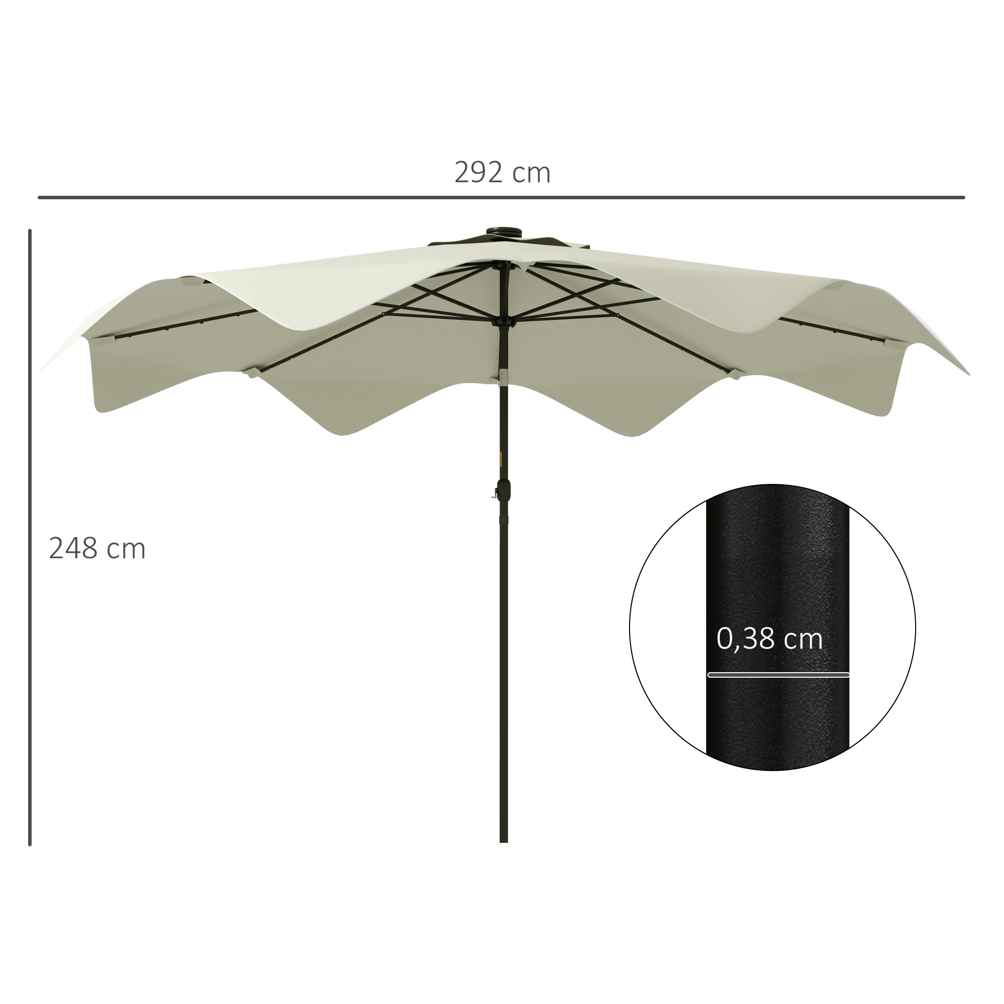 Guarda-sol de jardim Outsunny Cream