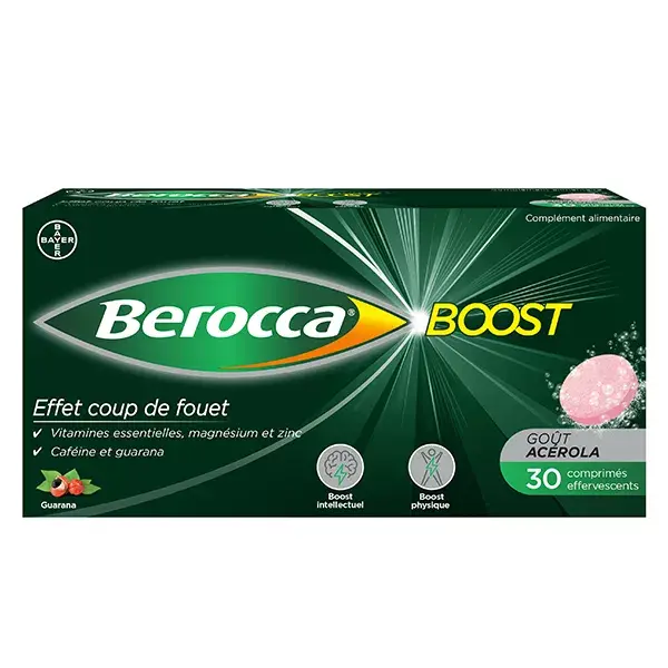 Berocca Boost Magnésio, Vitaminas, Cafeína e Guaraná, 30 comprimidos efervescentes