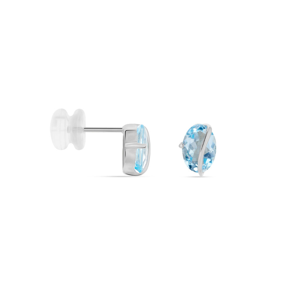 Boucles D'oreilles Puces Prudencia Or Blanc Topaze