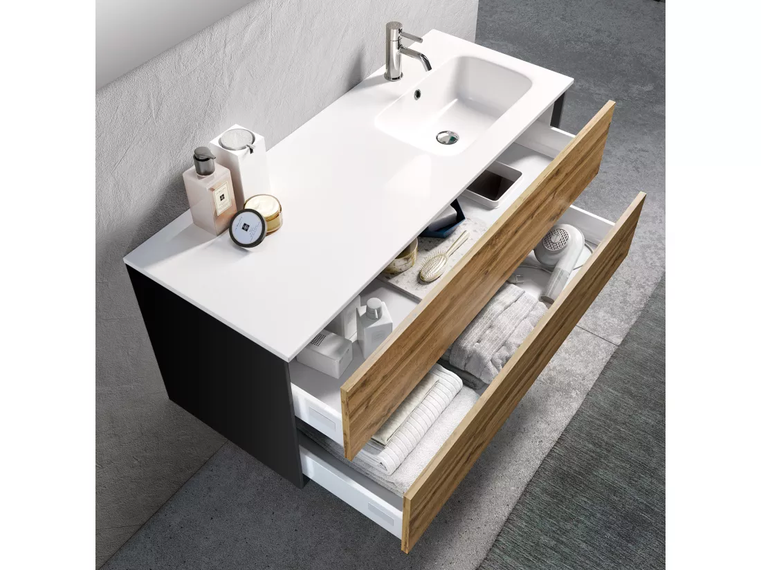 Ensemble de salle de bain vasque DX 4 pièces IGEA chêne miel