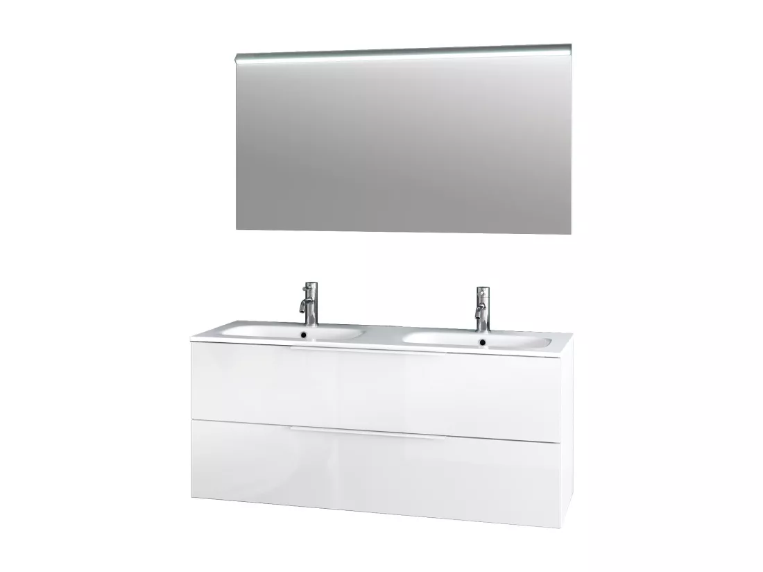 Ensemble de salle de bain double vasque 3 pièces LARISSA blanc