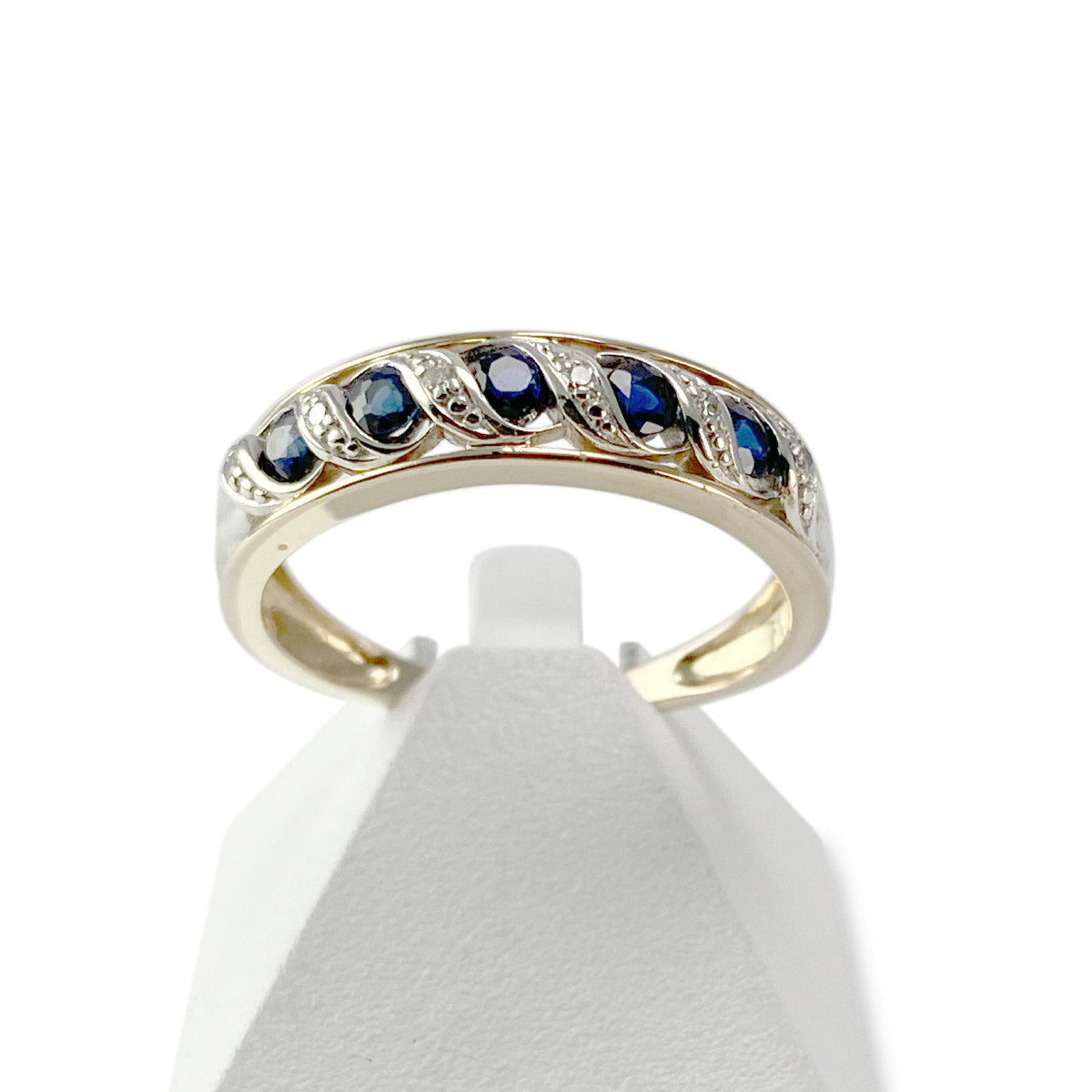 Bague d'occasion 2 ors 375 diamants saphirs