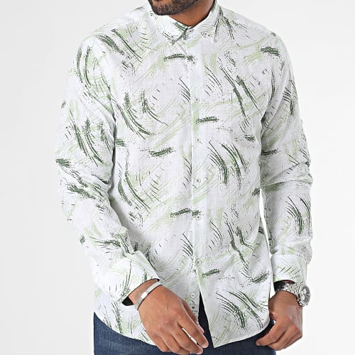 Chemise Manches Longues Blanc Vert