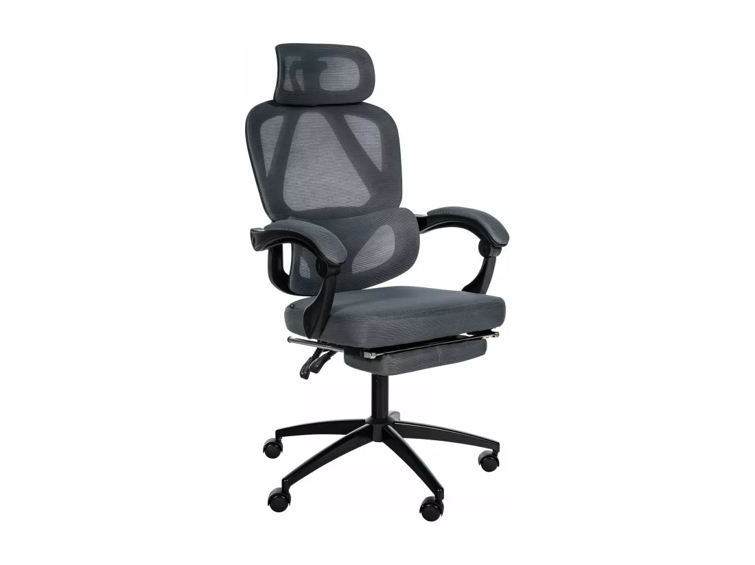 Chaise de bureau - Tissu & Blanc - Gris foncé - Gander