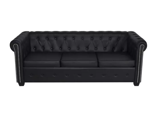 NETTLIFE Canapé Chesterfield à 2 places et à 3 places noir