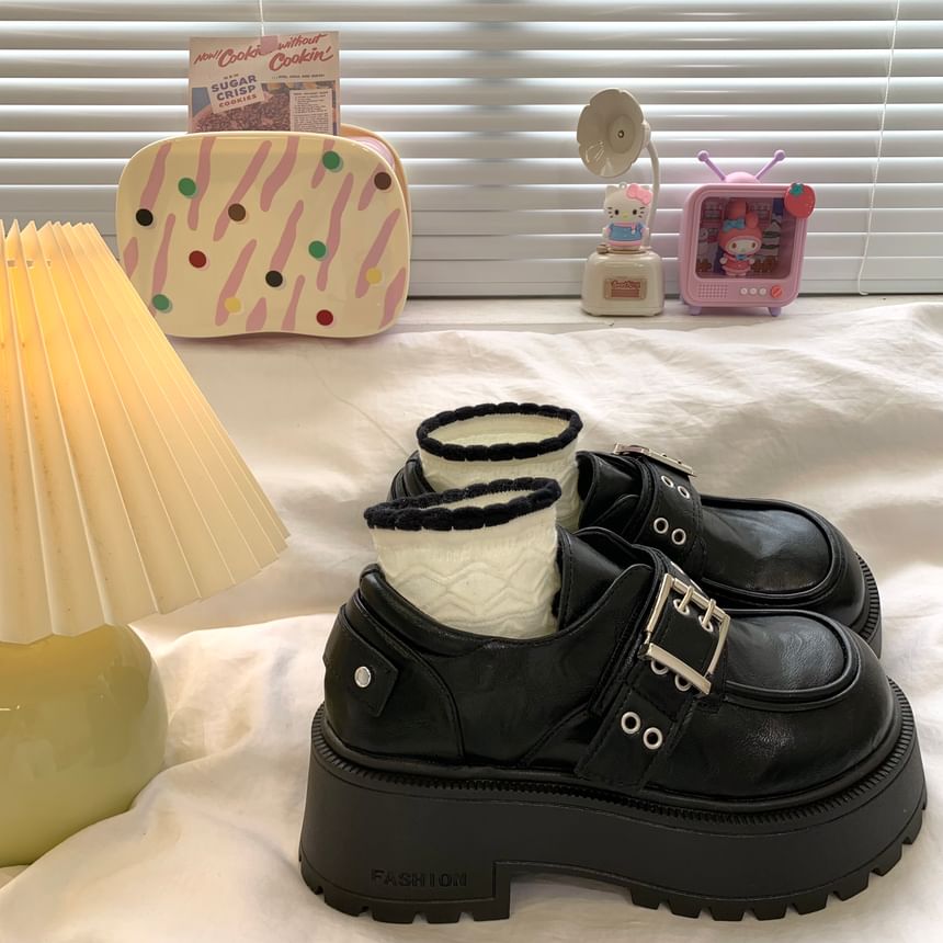 DURAC - Loafers met imitatieleren gesp en plateauzool