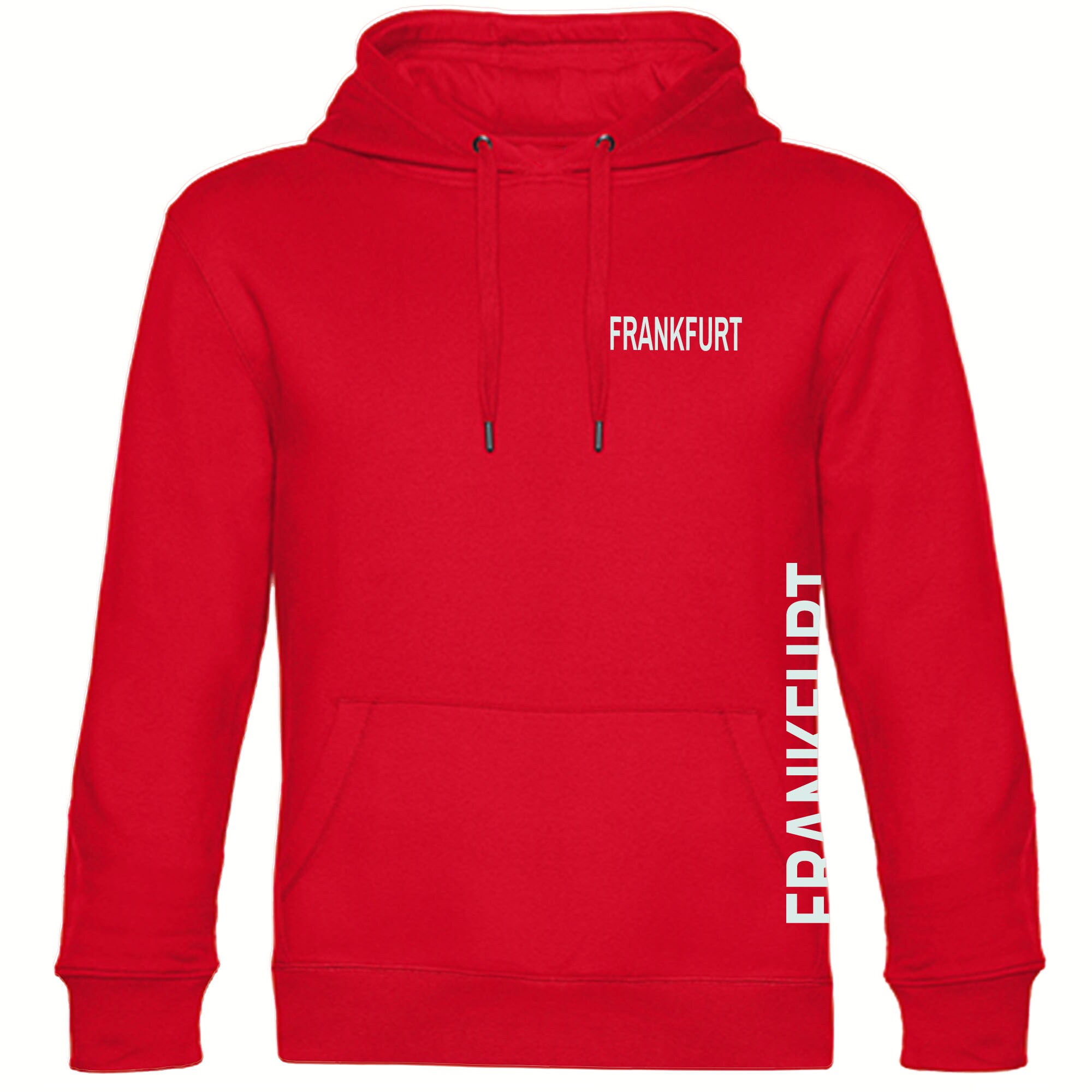 multifanshop® Kapuzen Sweatshirt - Frankfurt - Brust & Seite - Druck weiß