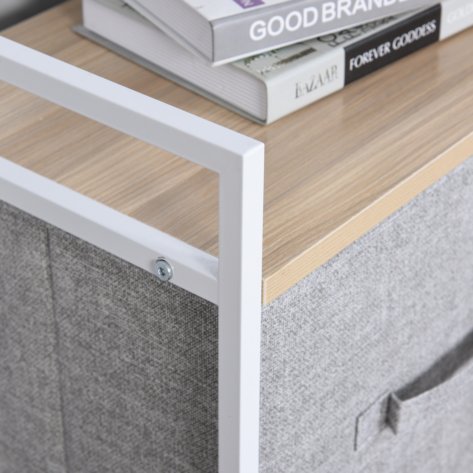 HOMCOM Stoffkommode mit 5 Stoffschubladen grau 83 x 29 x 77 cm (BxTxH)