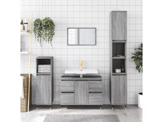 Armoire salle de bain sonoma gris 80x33x60 cm bois d'ingénierie