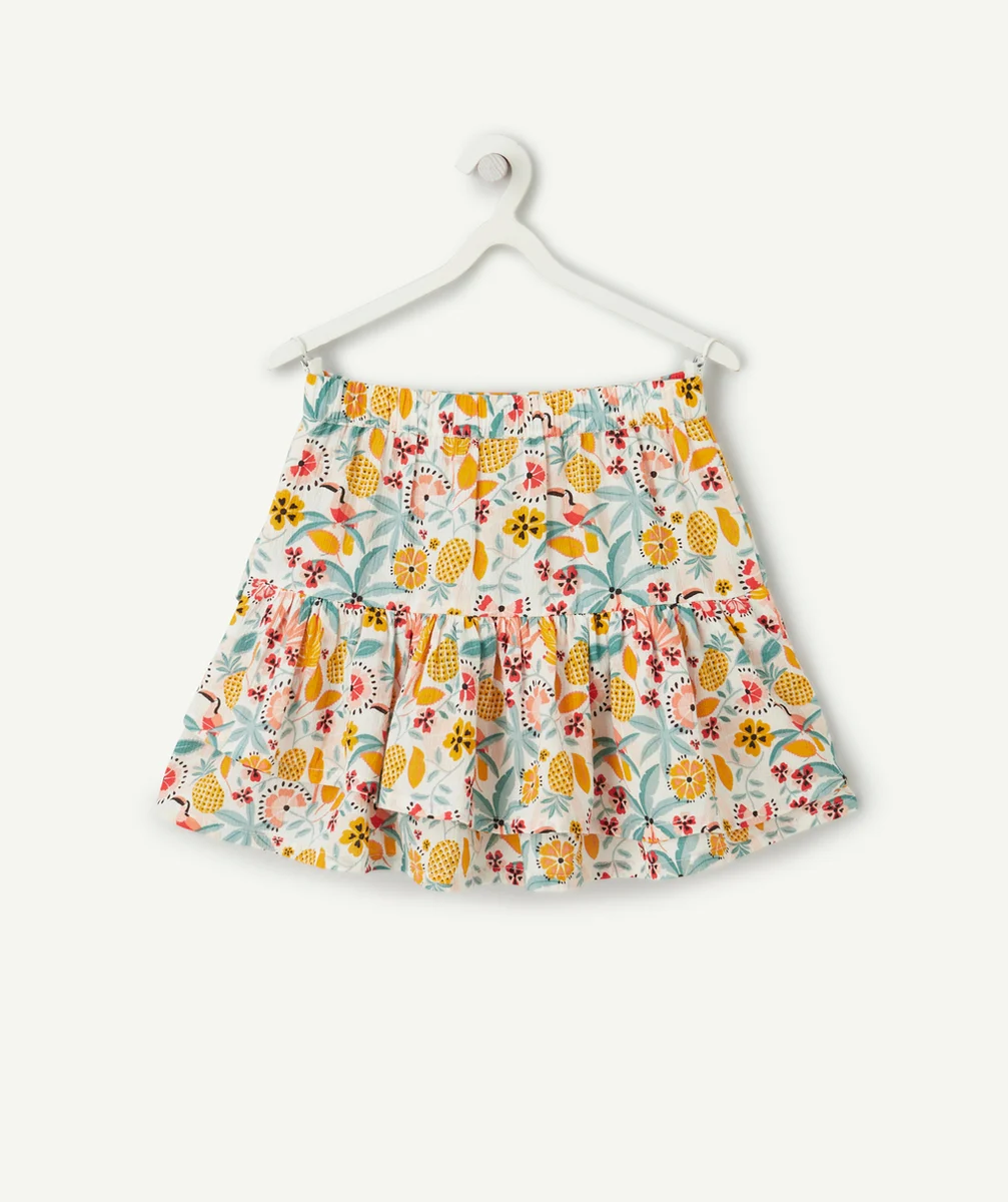 jupe fille avec volants imprimée thème tropical