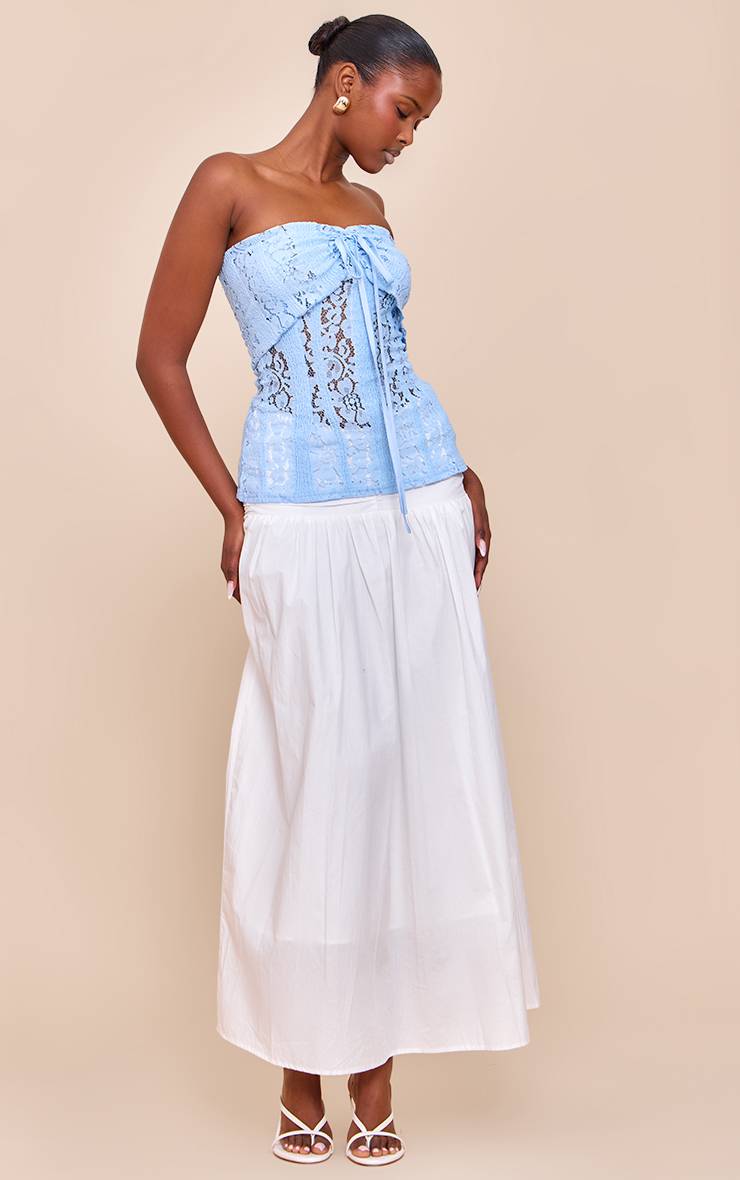 Bleu Ciel Top Bandeau Ajusté En Dentelle Longueur Allongée