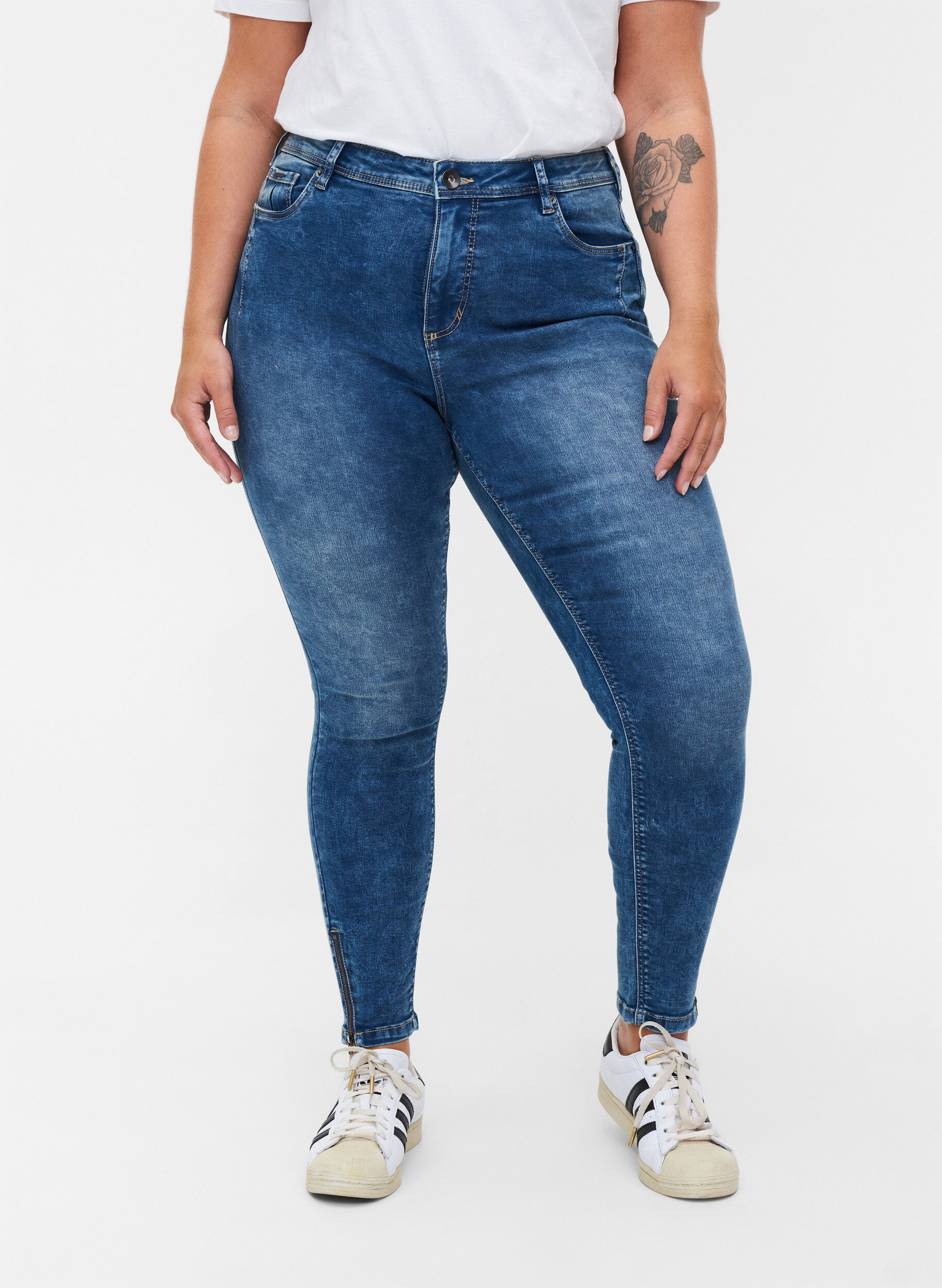 Cropped Amy jeans med lynlås