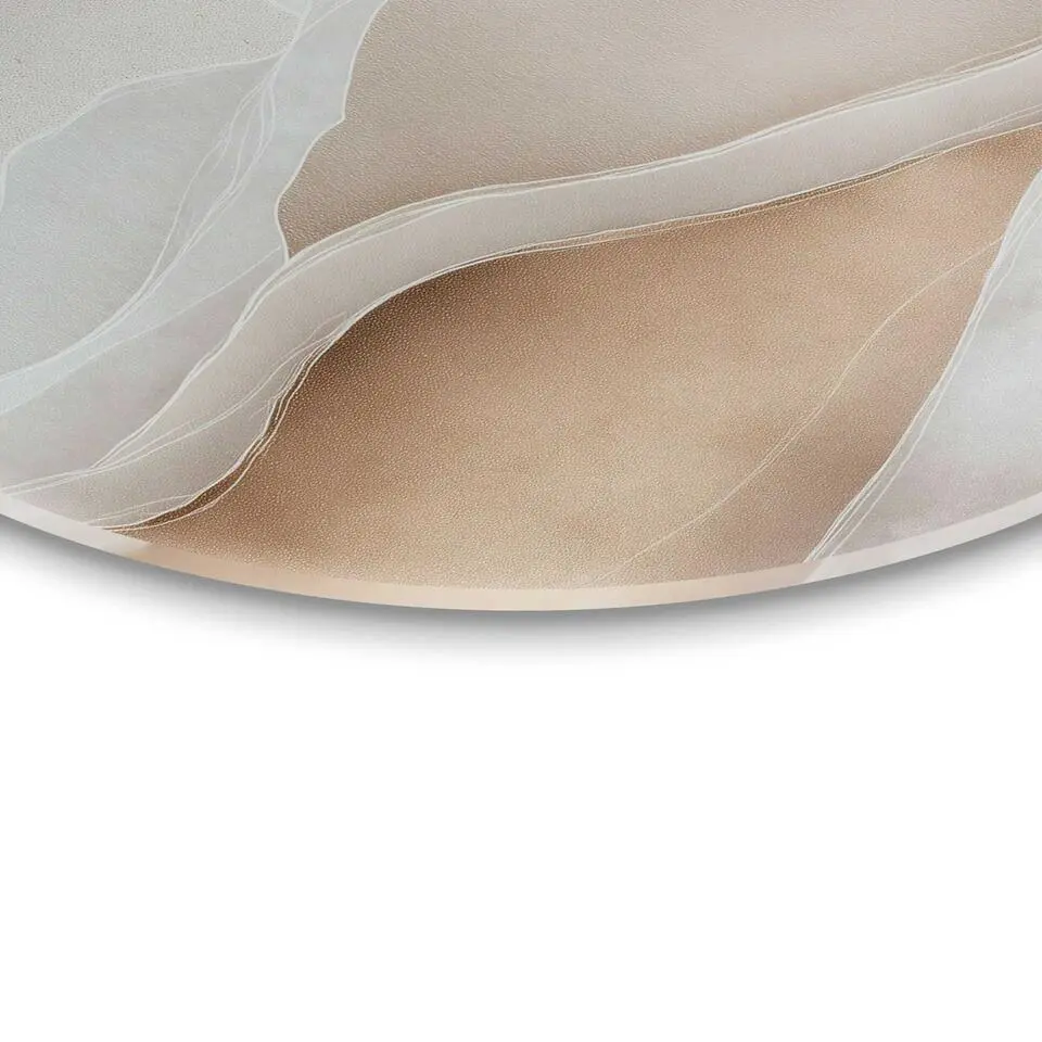 Glasschilderij Zon achter de bergen - Ø 70cm - Beige