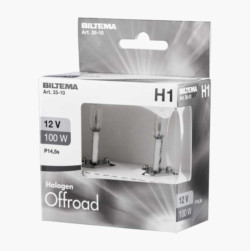 Halogenpære Offroad H1, 12 V, 100 W, 2 stk.