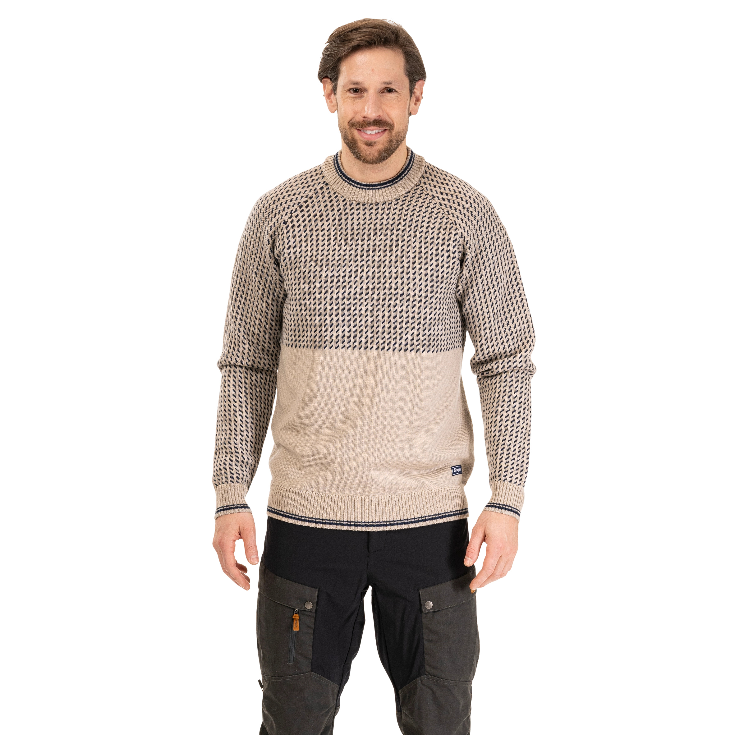 Alvdal Wool Jumper Men Sandstone / Navy Blue