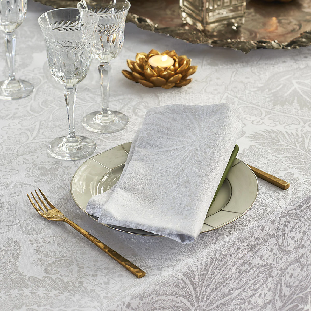 Nappe enduit imperméable pur coton blanc 175x250 Garnier Thiebaut