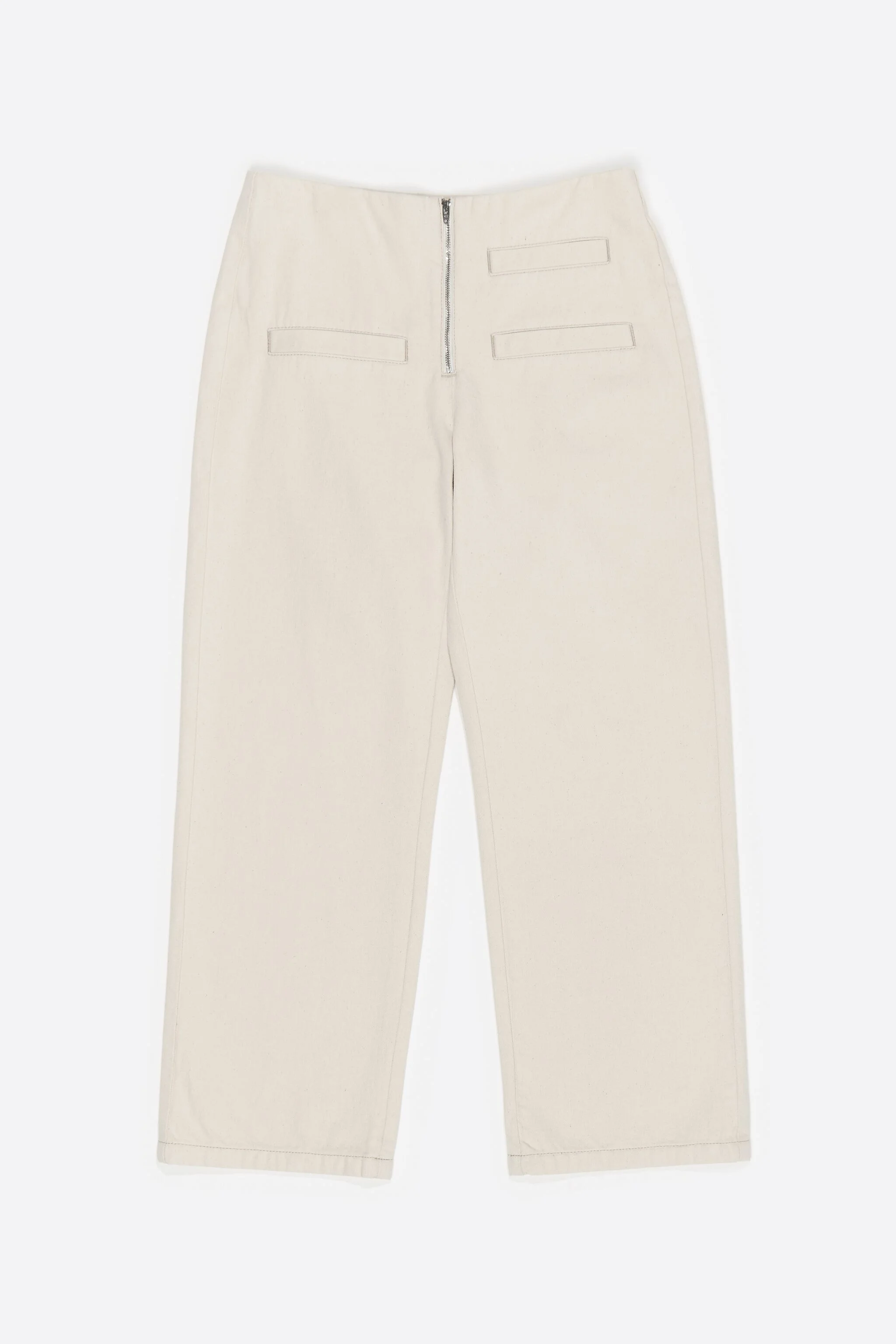 Calça jeans reta cropped - Jeans marfim na altura do tornozelo