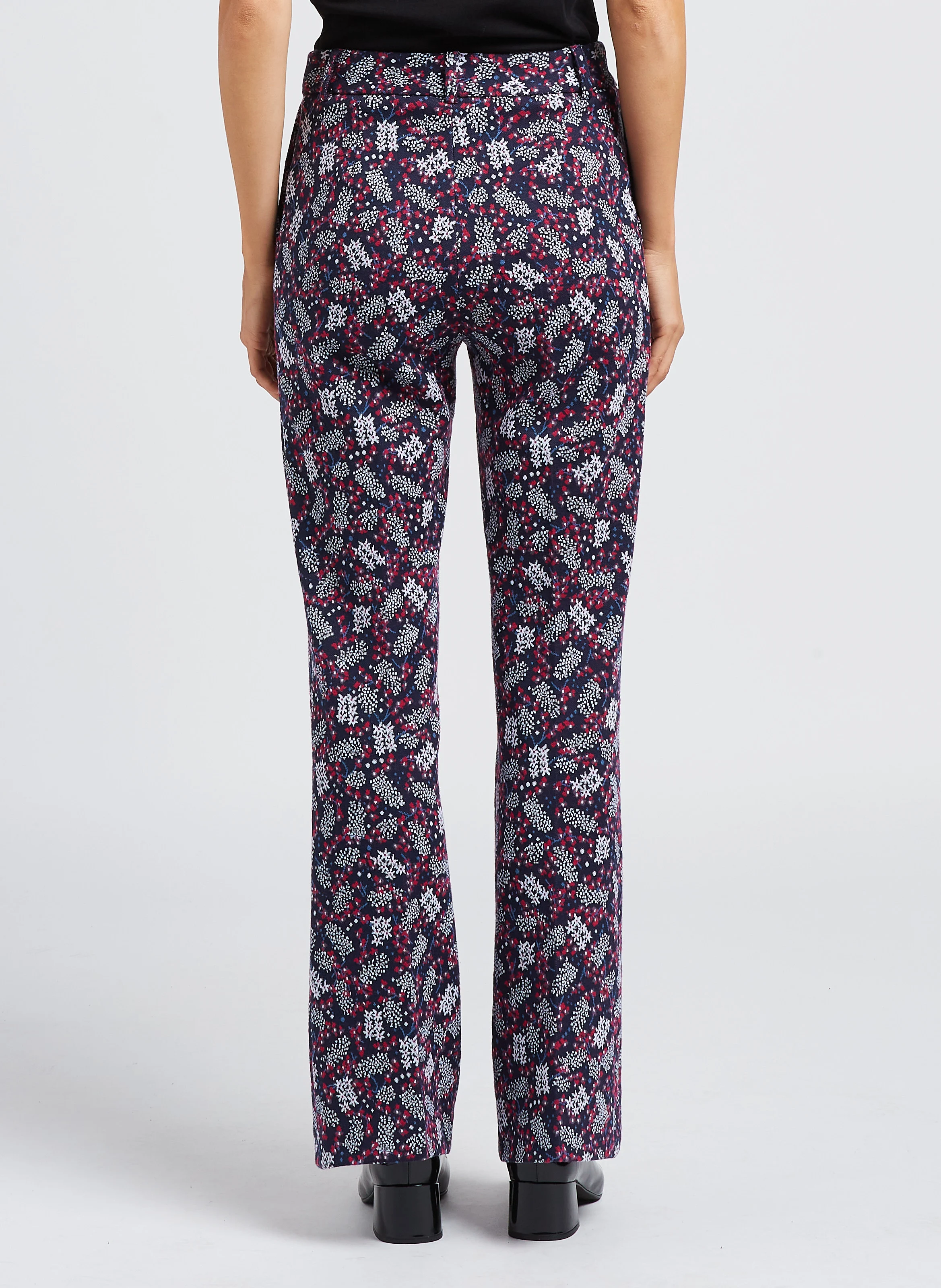 BERYL - Pantalon taille haute en coton mélangé | Bleu