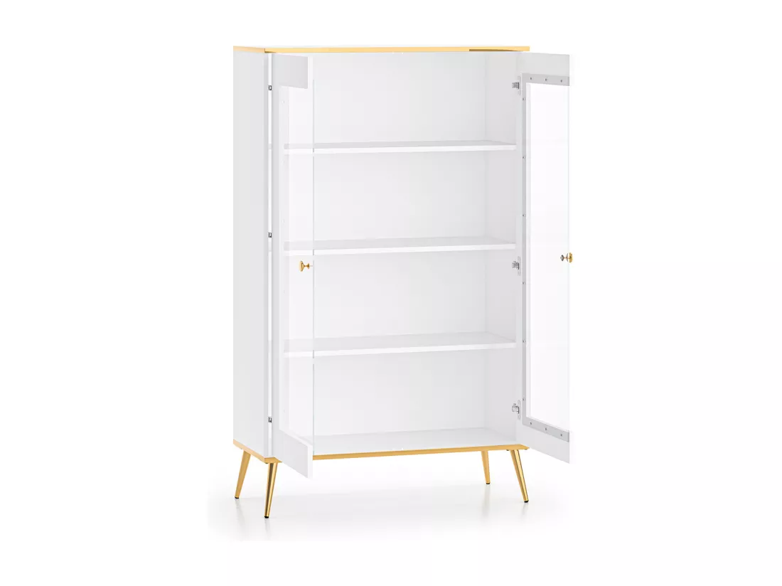 Vaisselier 2 portes Zora Blanc et Doré